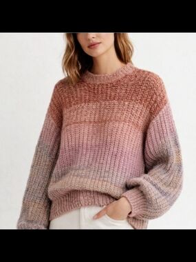 DEVOTED Cozy Gradient Crewneck Sweater - Pink Multi